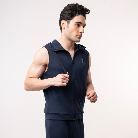 Sleeveless Hoodie - Navy Blue