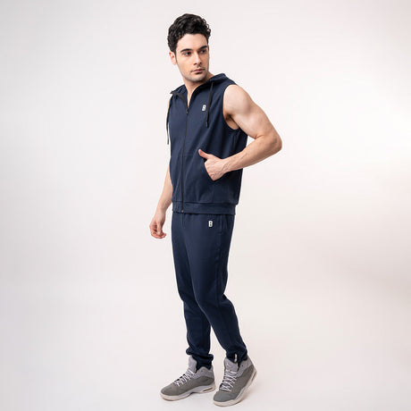 Sleeveless Hoodie - Navy Blue