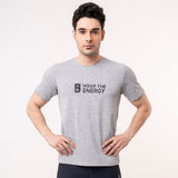 Printed Crew Neck Tee - Grey Melange