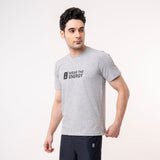 Printed Crew Neck Tee - Grey Melange