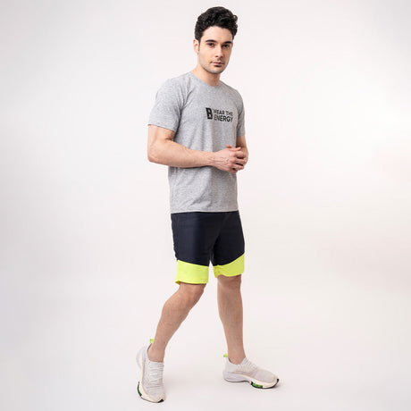 Printed Crew Neck Tee - Grey Melange