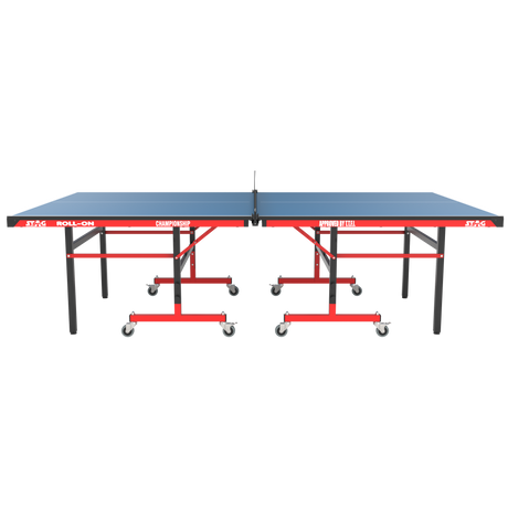 STAG GLOBAL Championship Roll-On Table Tennis  TT Table – 22mm Top Thickness with 2 TT Rackets, 6 Balls, 1 Table Cover & Clamp Net