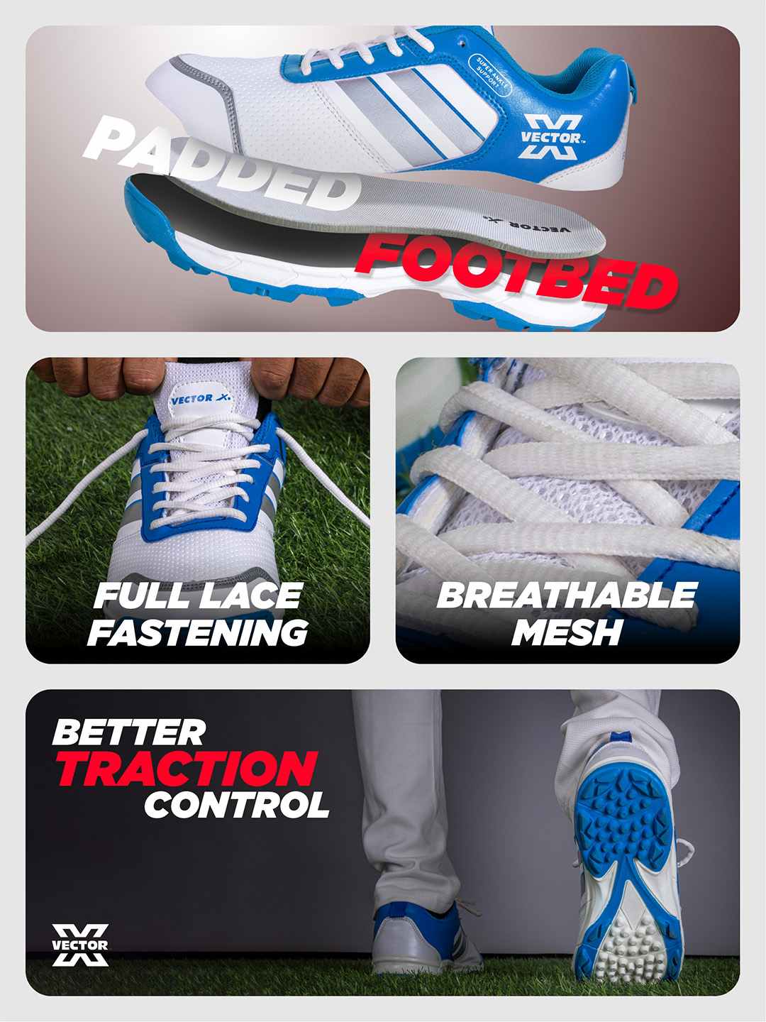 Vector X Blast-7.0 Stud Cricket Shoes, Synthetic Upper, Rubber Outsole, Designed to Elevate Your Game to New Heights Power, Precision, and Comfort