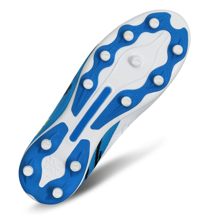 Vector X Octane 2.0 Imported PU Upper |PU Sole |Soccer Football Studs/Shoe | Durbale | Lightweight | Embose Printing (White-Blue)