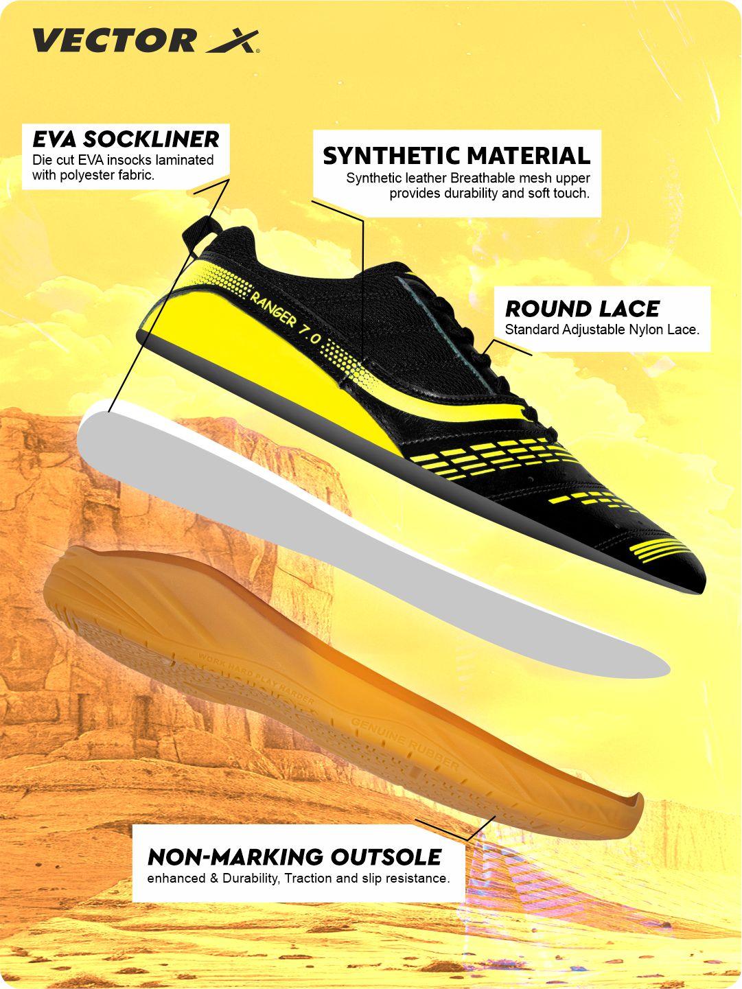 VECTOR X Ranger 7.0 Power Cushion Rubber Outsole Synthetic Mesh Badminton Shoes for Men Lightweight & Comfortable