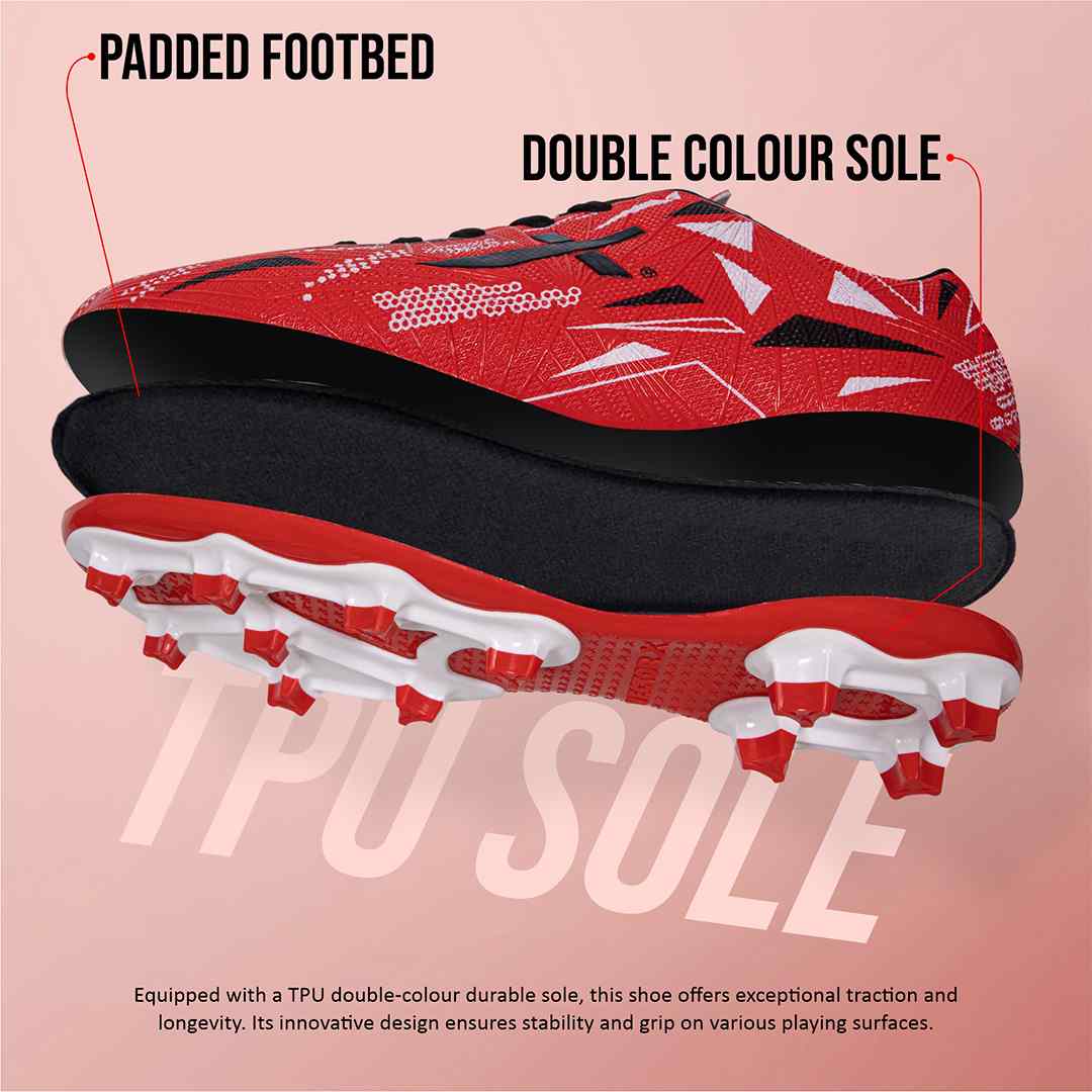 Vector X Trigger Football Shoe/Studs, Double Colored TPU Sole, Padded Footbed, Premoulded Heel Shoe for Men