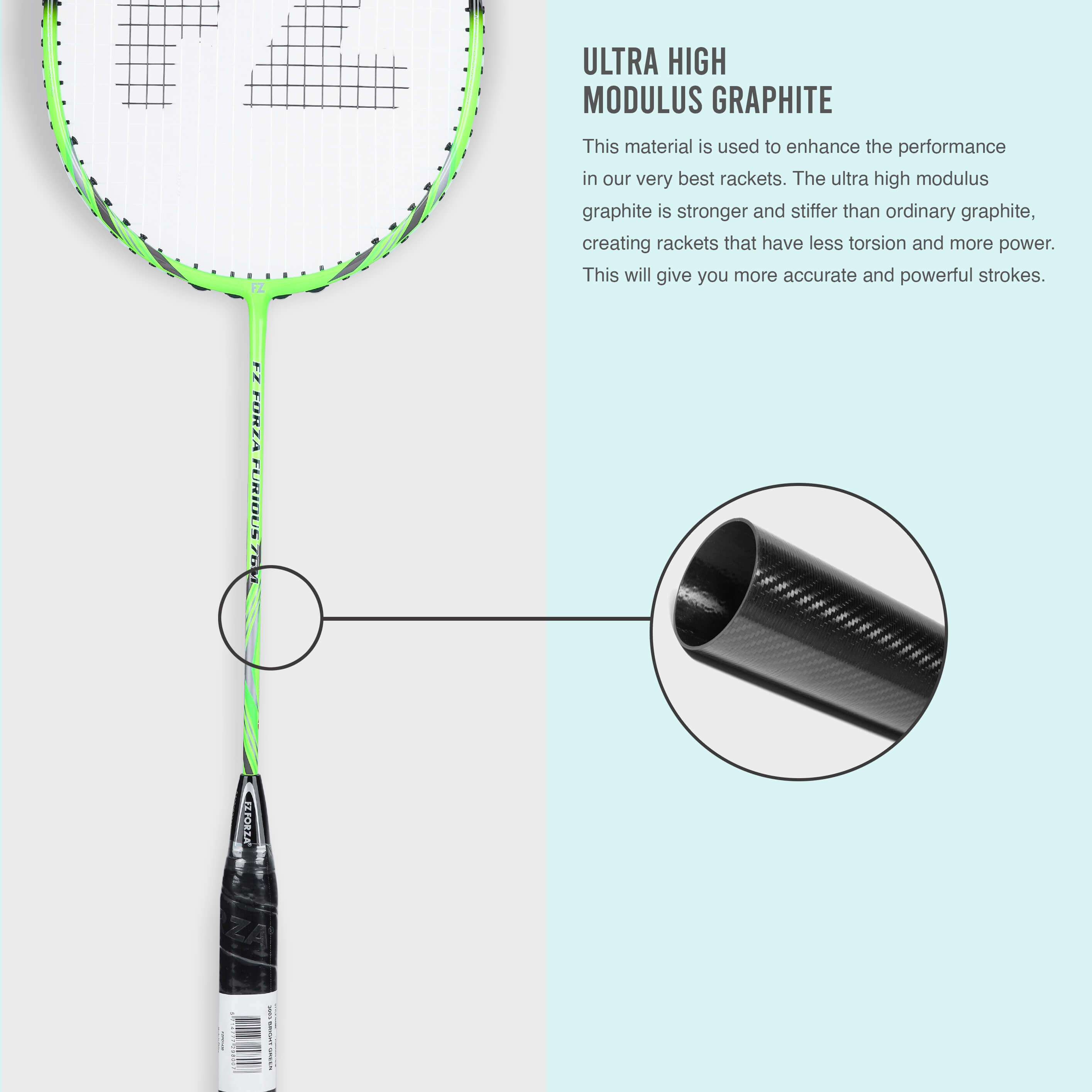 Furious 76 M Strung Badminton Racket ( Bright Green) - 3U/G5