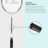 Precision 11000 Very Stiff Strung Badminton Racket(White+Green)- 3U/G5