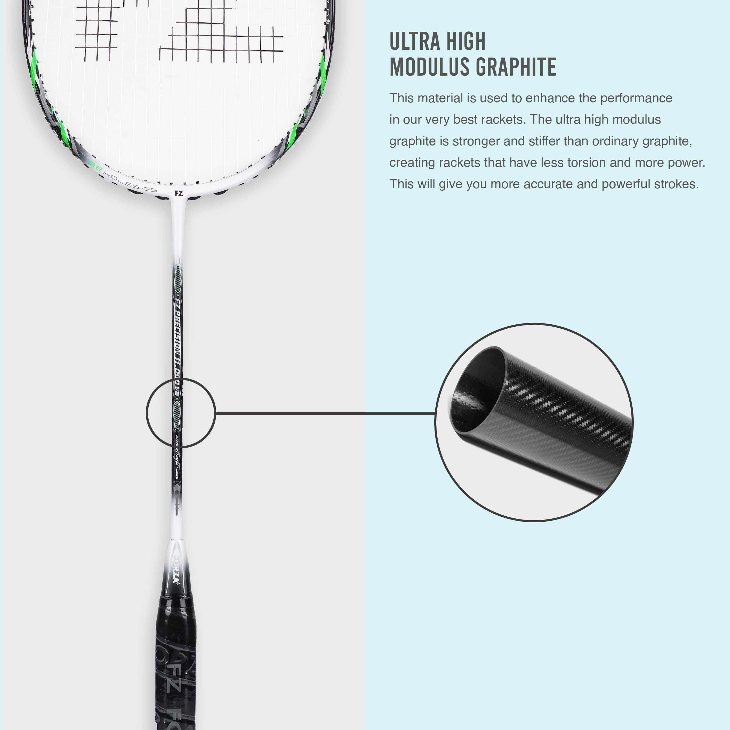 Precision 11000 Very Stiff Strung Badminton Racket(White+Green)- 3U/G5
