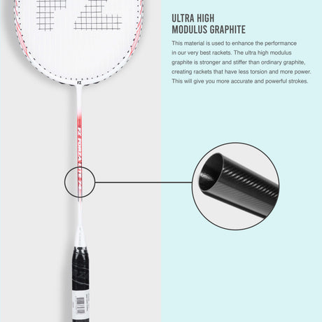 Lite 74 Strung Badminton Racket (Fiery Coral) - 6U/G5