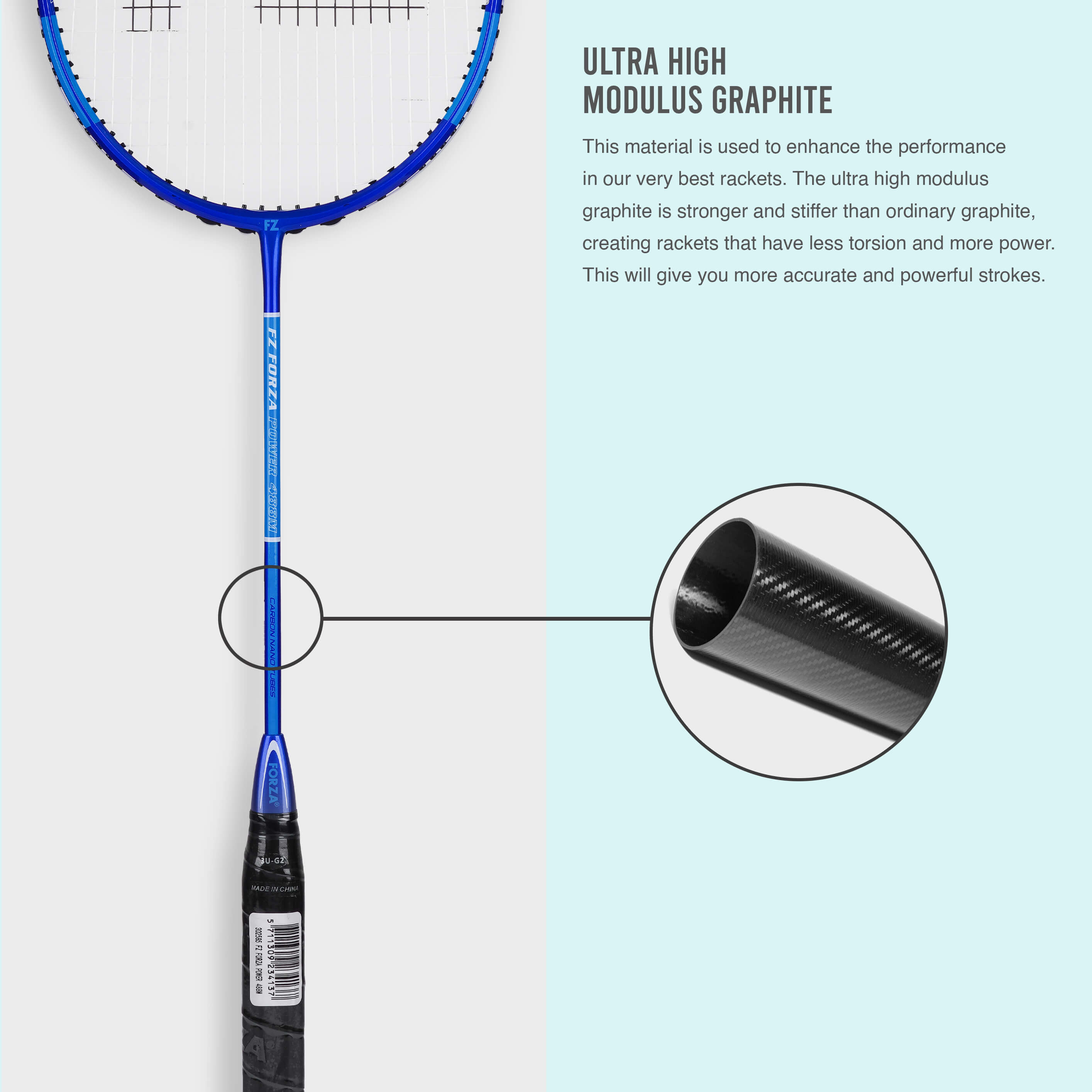 Power 488M Strung Attacking Badminton Racket (Sky Blue) - 3U/G5