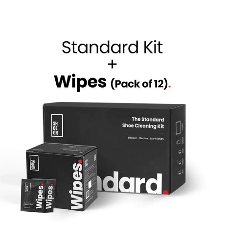 Standard Shoe Cleaning Kit + Wipes (Pack of 12) | Shoegr