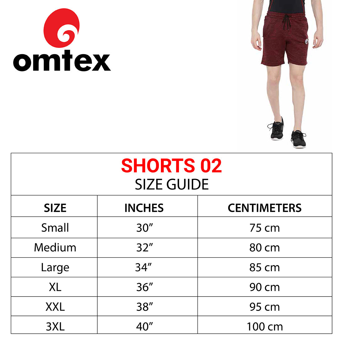 Omtex Shorts for Men - Red