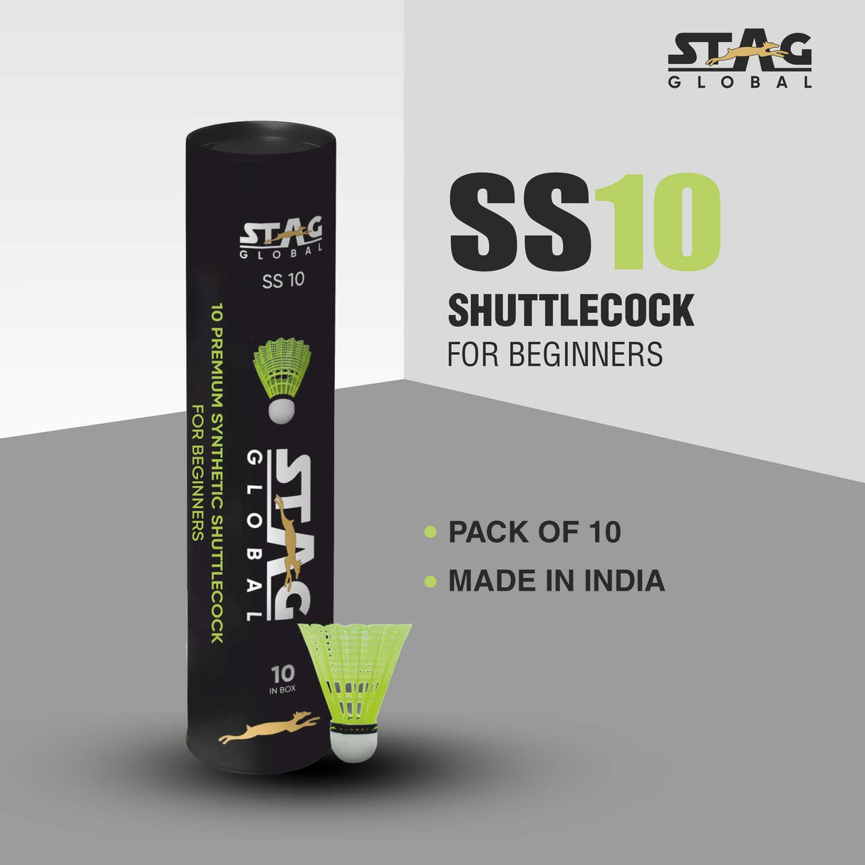 STAG GLOBAL 10  Plastic Shuttlecock For Beginners | Box 1 |  Superior Durability shuttlecocks for Beginners