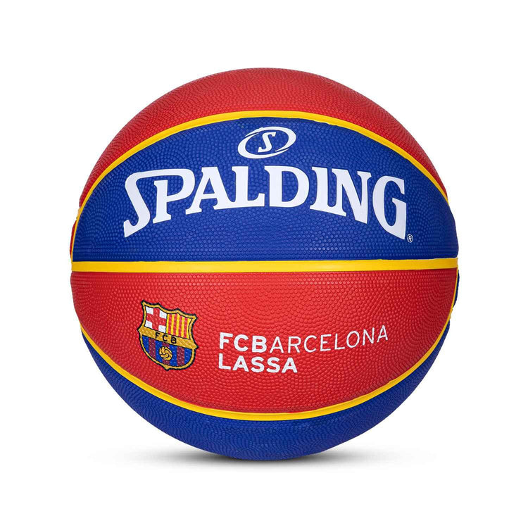 Spalding Euro Barcelona Professional Match Ball for Indoor/Outdoor Play Rubber Moulded Basketball for Men Women Youth (Color: Red-Blue) Size-7