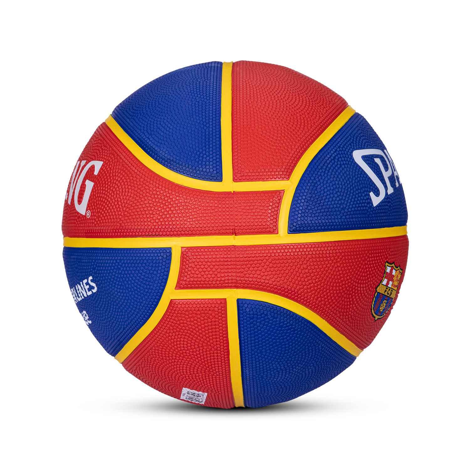 Spalding Euro Barcelona Professional Match Ball for Indoor/Outdoor Play Rubber Moulded Basketball for Men Women Youth (Color: Red-Blue) Size-7