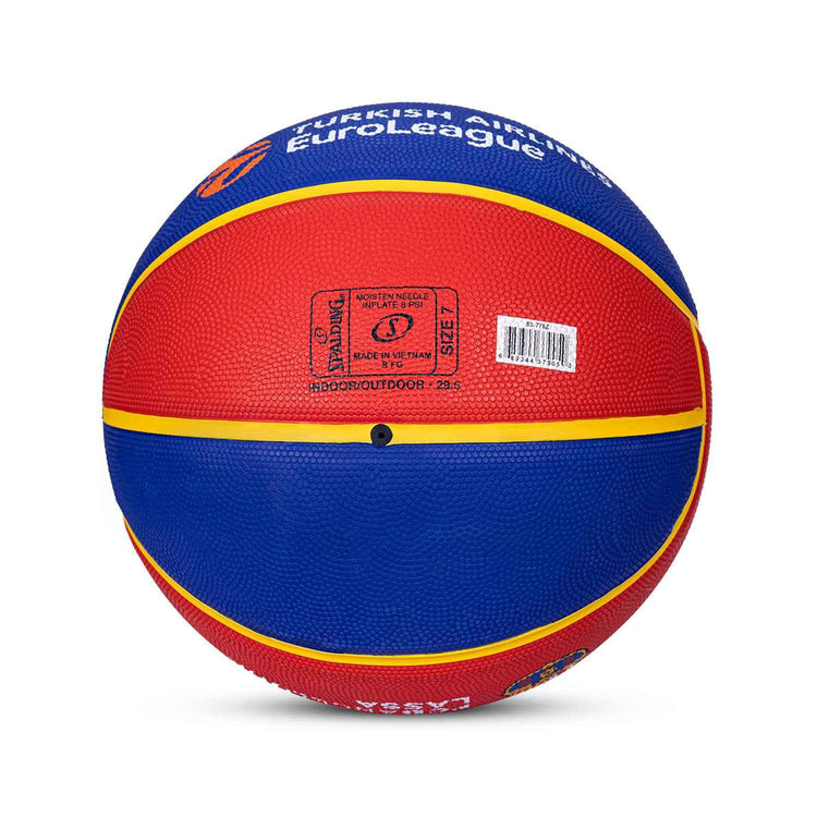 Spalding Euro Barcelona Professional Match Ball for Indoor/Outdoor Play Rubber Moulded Basketball for Men Women Youth (Color: Red-Blue) Size-7