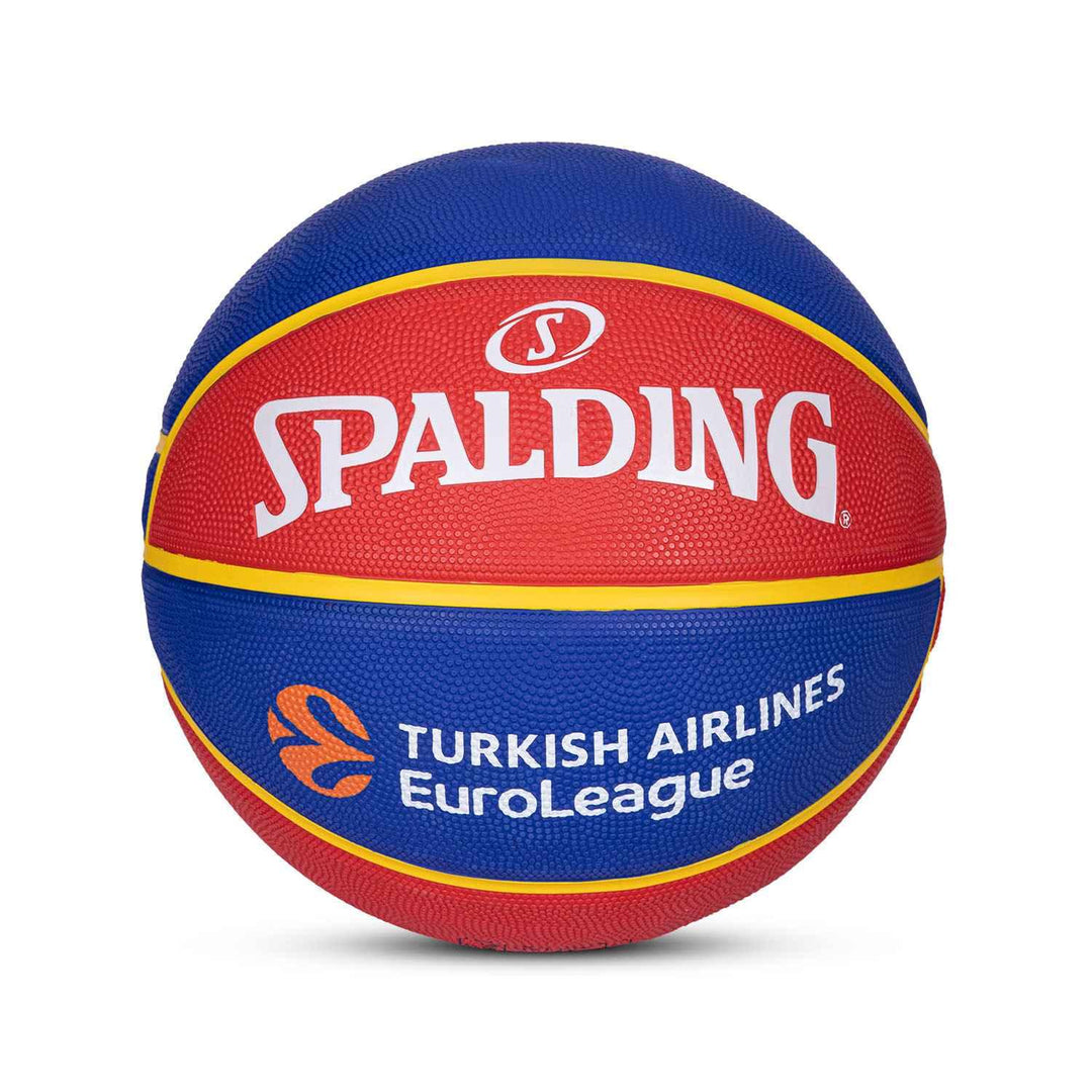 Spalding Euro Barcelona Professional Match Ball for Indoor/Outdoor Play Rubber Moulded Basketball for Men Women Youth (Color: Red-Blue) Size-7