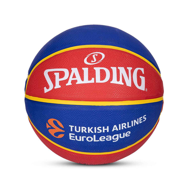 Spalding Euro Barcelona Professional Match Ball for Indoor/Outdoor Play Rubber Moulded Basketball for Men Women Youth (Color: Red-Blue) Size-7