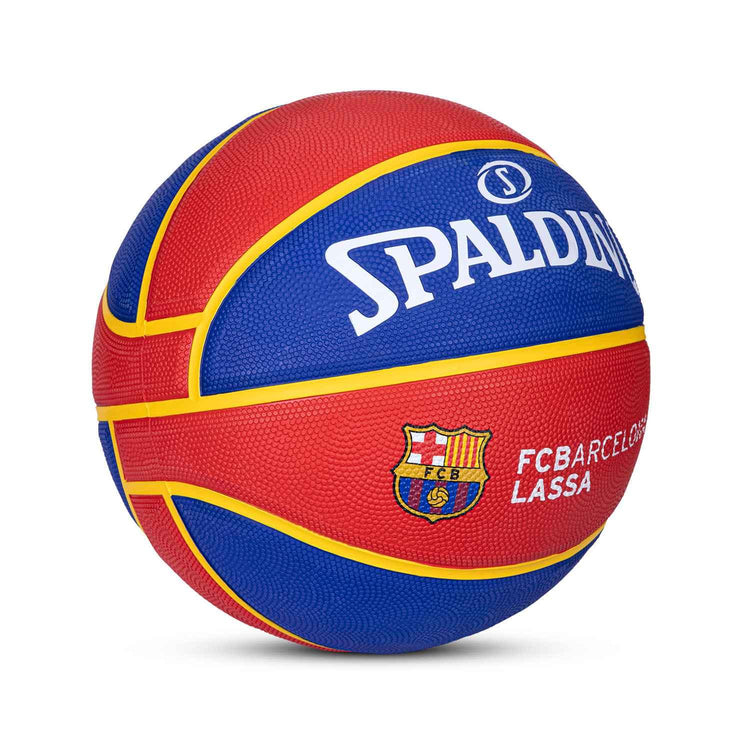 Spalding Euro Barcelona Professional Match Ball for Indoor/Outdoor Play Rubber Moulded Basketball for Men Women Youth (Color: Red-Blue) Size-7