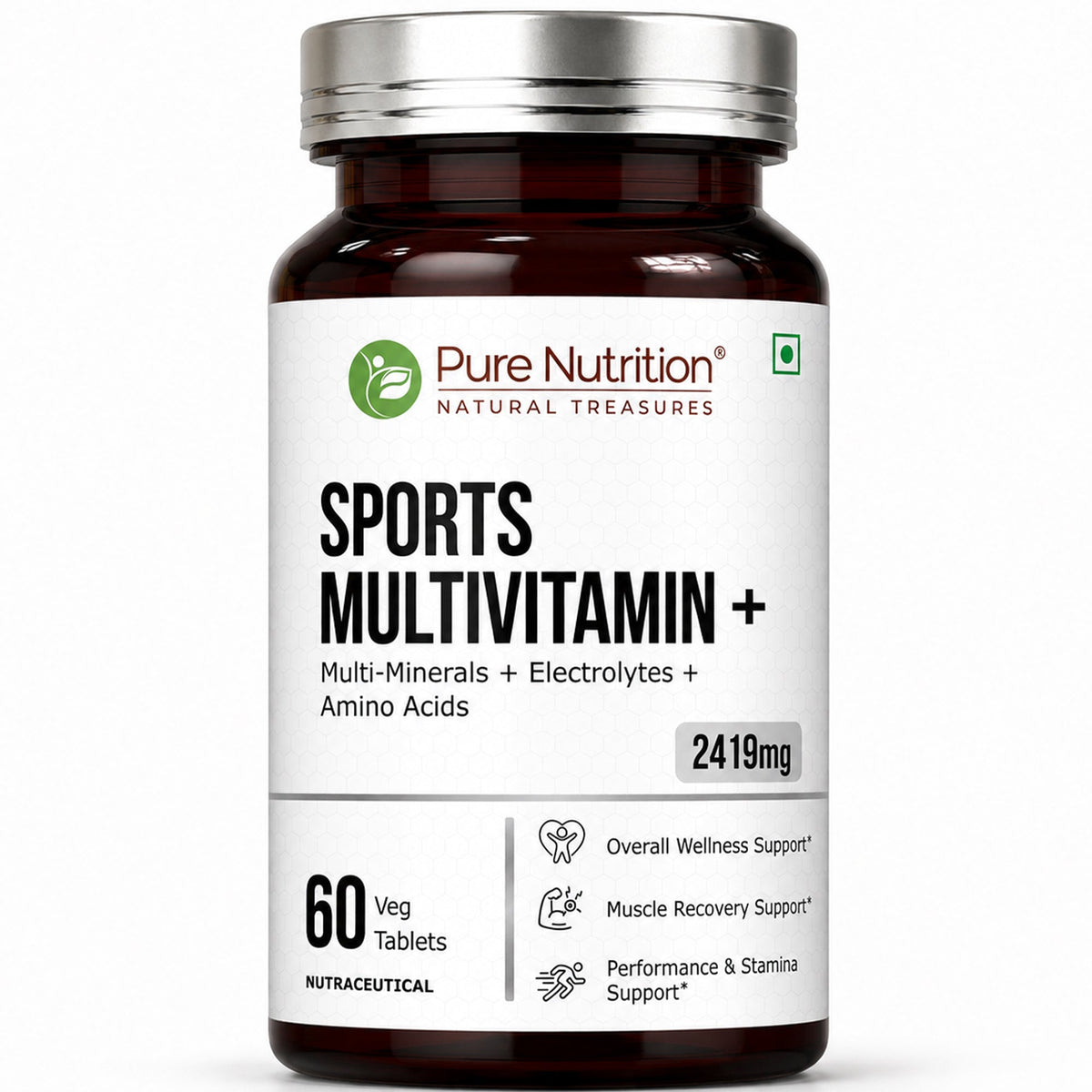 Sports Multivitamin+ Tablets 2419mg | Vitamins, Minerals & Herbs for Athletes | 60 Tablets - Nutrition by Pure Nutrition