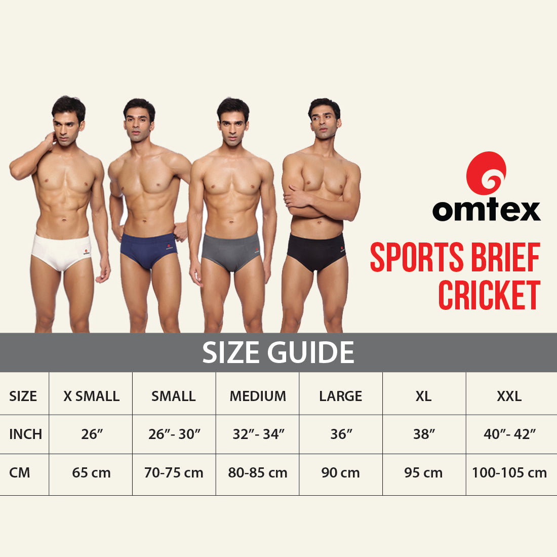 Omtex Cricket Sports Brief Navy Blue