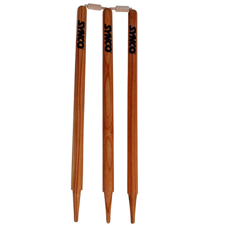 SYNCO Wooden Wicket Set for Youth and Senior(3 Piece Wooden wickets,2 Piece bails,) - Cricket