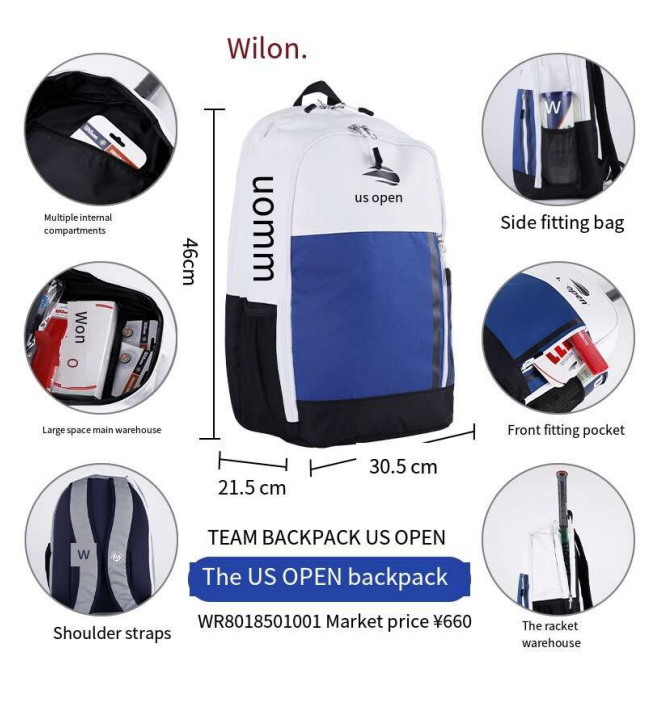 Wilson Us Open Team Bag Pack Wh/Blue