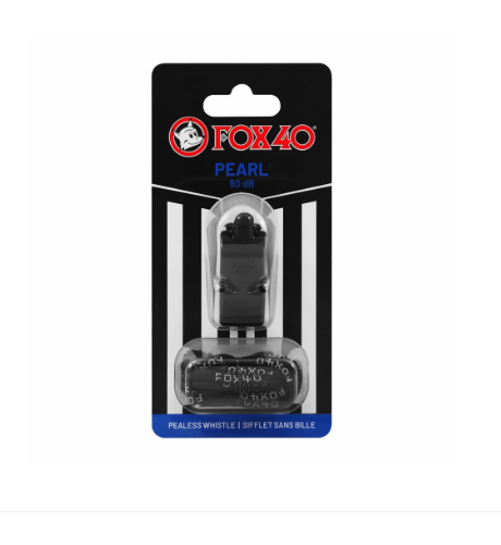 Fox40 Pearl Official W/Lanyard Whistle - Black | Kibi Sports