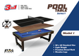 STAG GLOBAL 3 in 1 Pool Table with Table Tennis Table and Dinning Table | 4 feet x 8 feet | Wooden Table | All Accessories Included