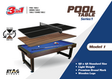 STAG GLOBAL 3 in 1 Pool Table with Table Tennis Table and Dinning Table | 4 feet x 8 feet | Wooden Table | All Accessories Included