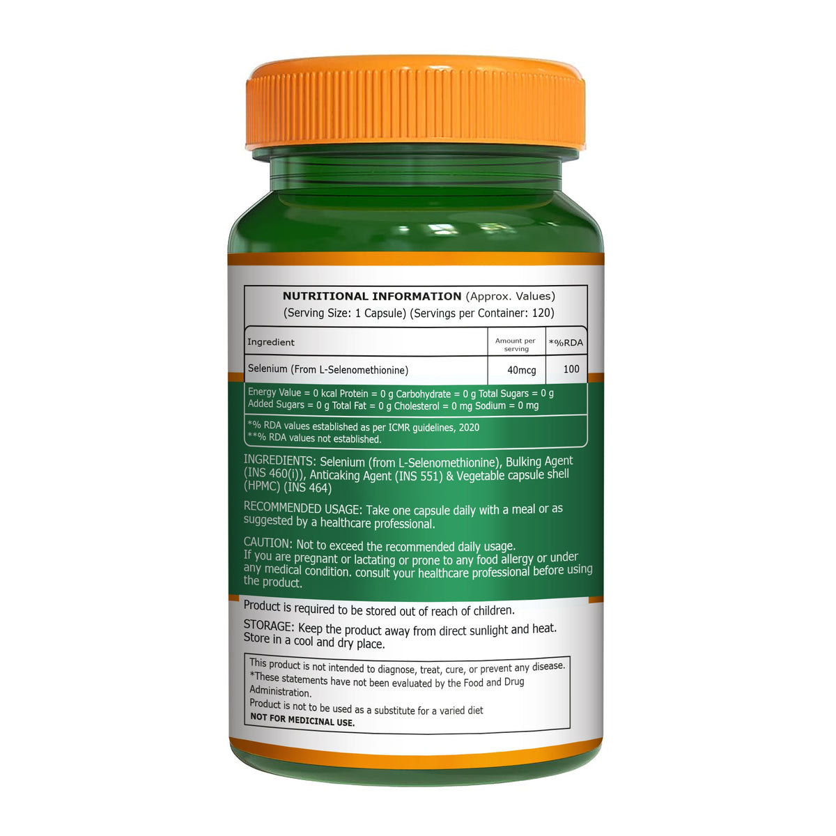 Selenium 40 mcg (L-Selenomethionine) | 120 Veg Tablets