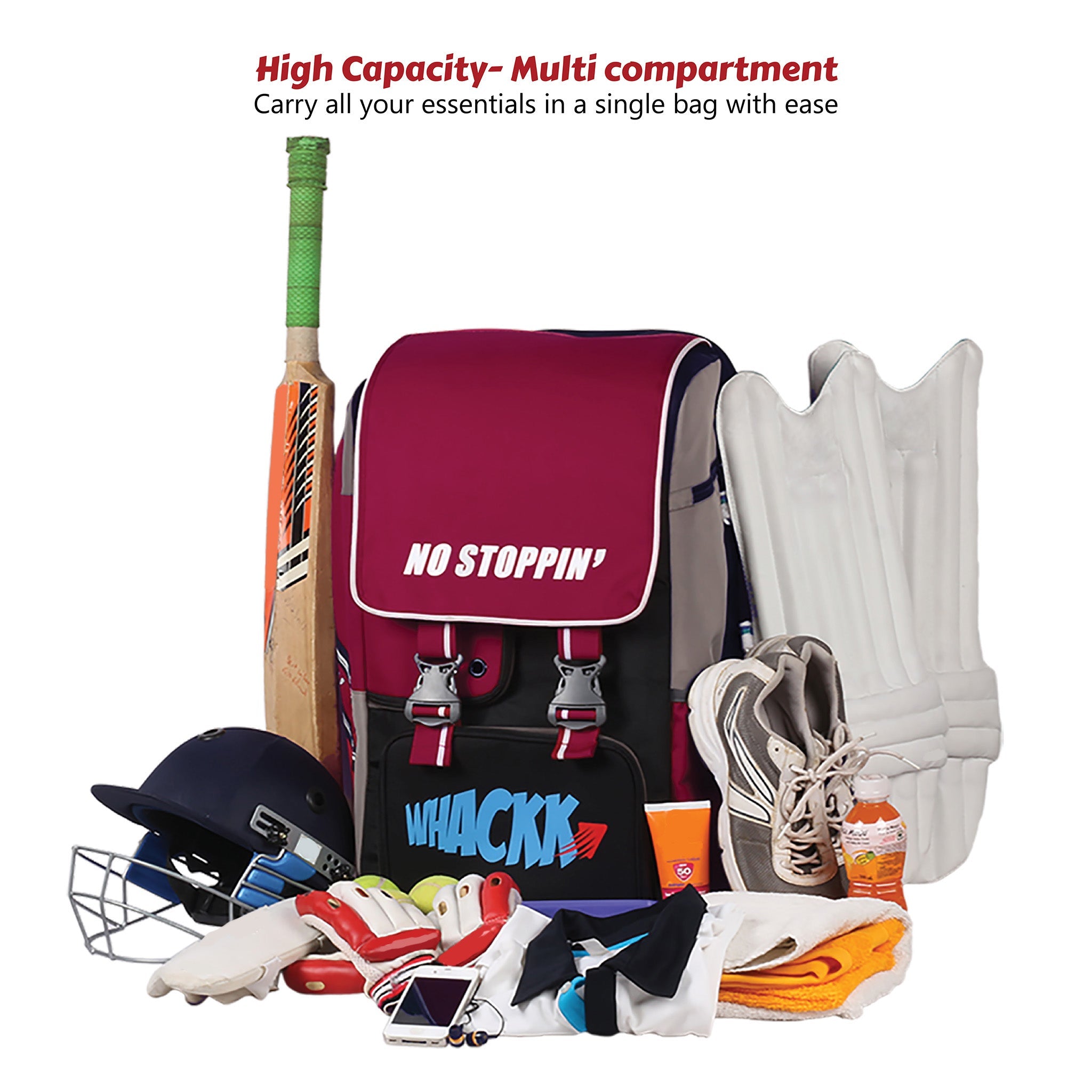 Scorer Red |Cricket Kitbag |Cricket Kit Bag Backpack |Juniour & Youth|Player Bat Pocket Shoe & Helmet Pocket |Separate Pad Pocket Fit 13.75 inch Leg Pad |2 Bottle Accesory Pocket