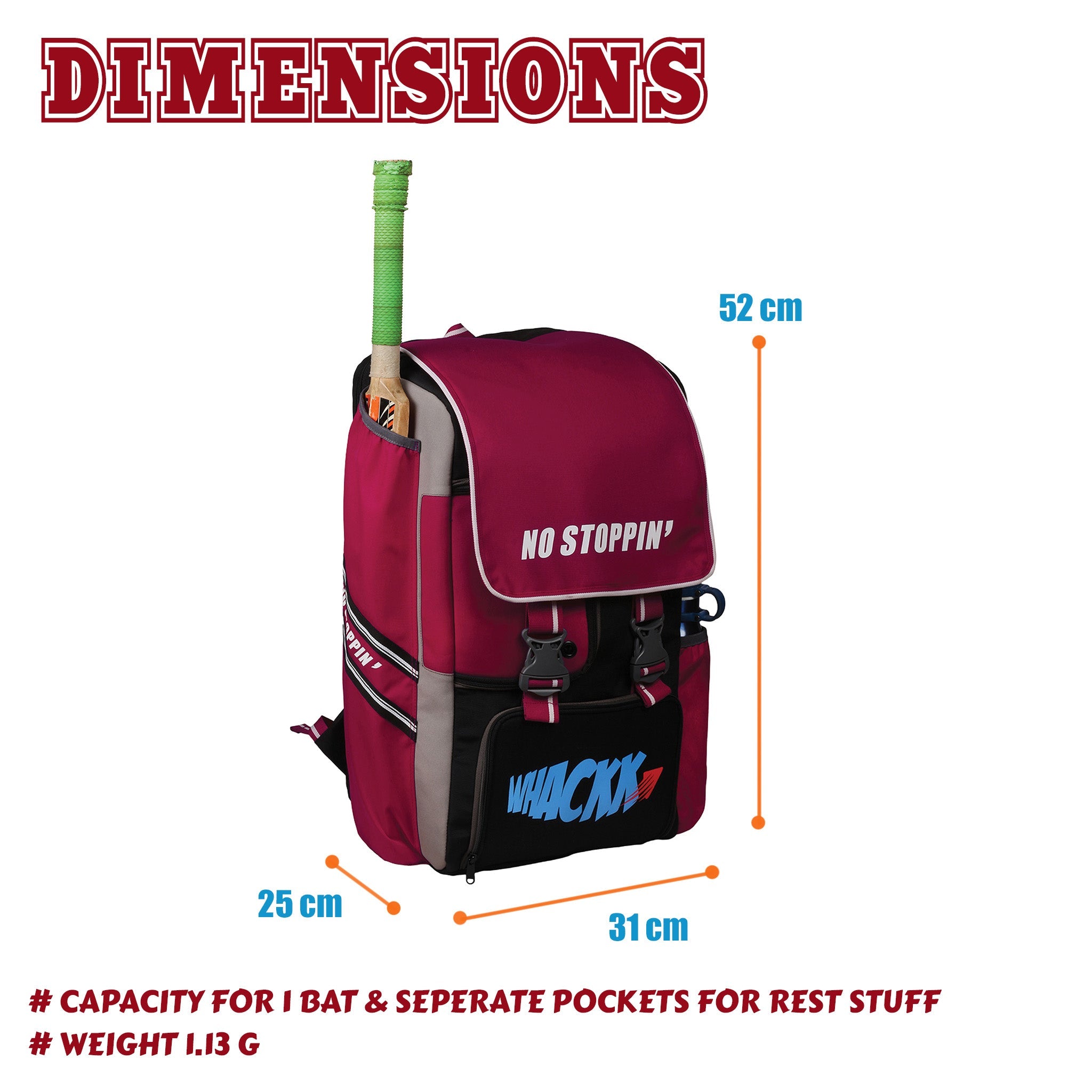 Scorer Red |Cricket Kitbag |Cricket Kit Bag Backpack |Juniour & Youth|Player Bat Pocket Shoe & Helmet Pocket |Separate Pad Pocket Fit 13.75 inch Leg Pad |2 Bottle Accesory Pocket