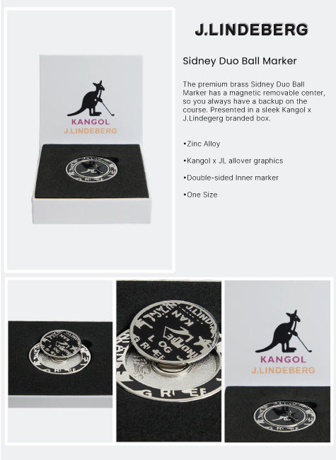 J Lindeberg Sidney Duo Ball Marker - JL Kangol Black White M