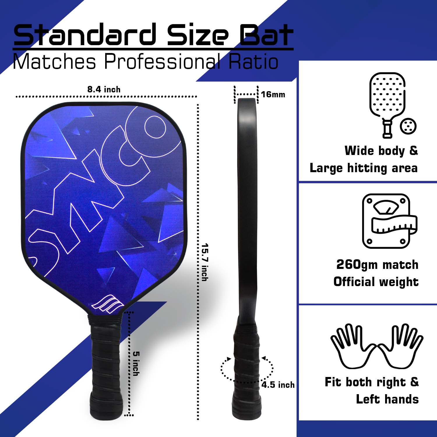 Synco Glory Carbon Fiber Pickleball Paddle | High Performance Pickleball Racket with Free Cover Bag