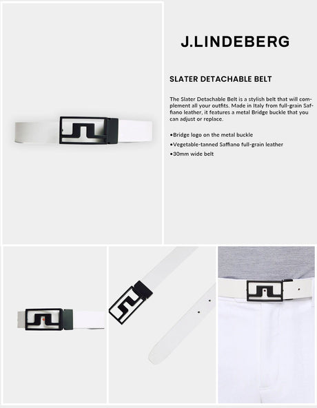 J Lindeberg Men's Slater Detachable Belt - White