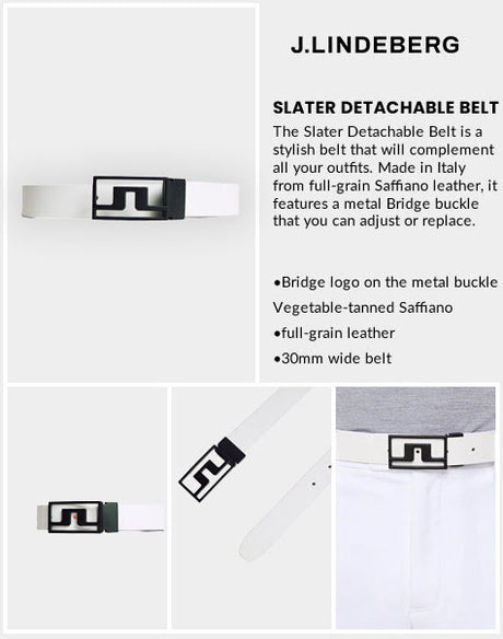 J Lindeberg Men's Slater Detachable Belt - White