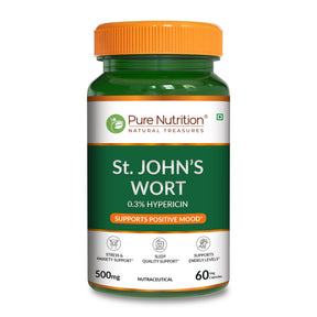 St. John's Wort 500mg Capsules | Standardized to 0.3% Hypericin | Herbal Wellness Supplement - Nutrition by Pure Nutrition