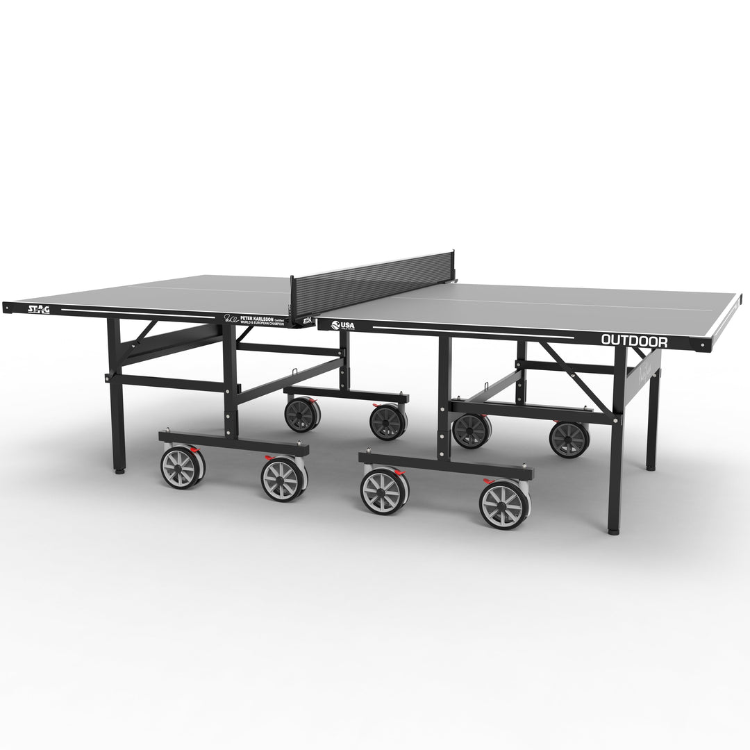 STAG GLOBAL Pacifica Outdoor Table Tennis Table Thickness 4 mm with 2 TT Rackets, 6 Balls, 1 Table Cover & Clamp Net