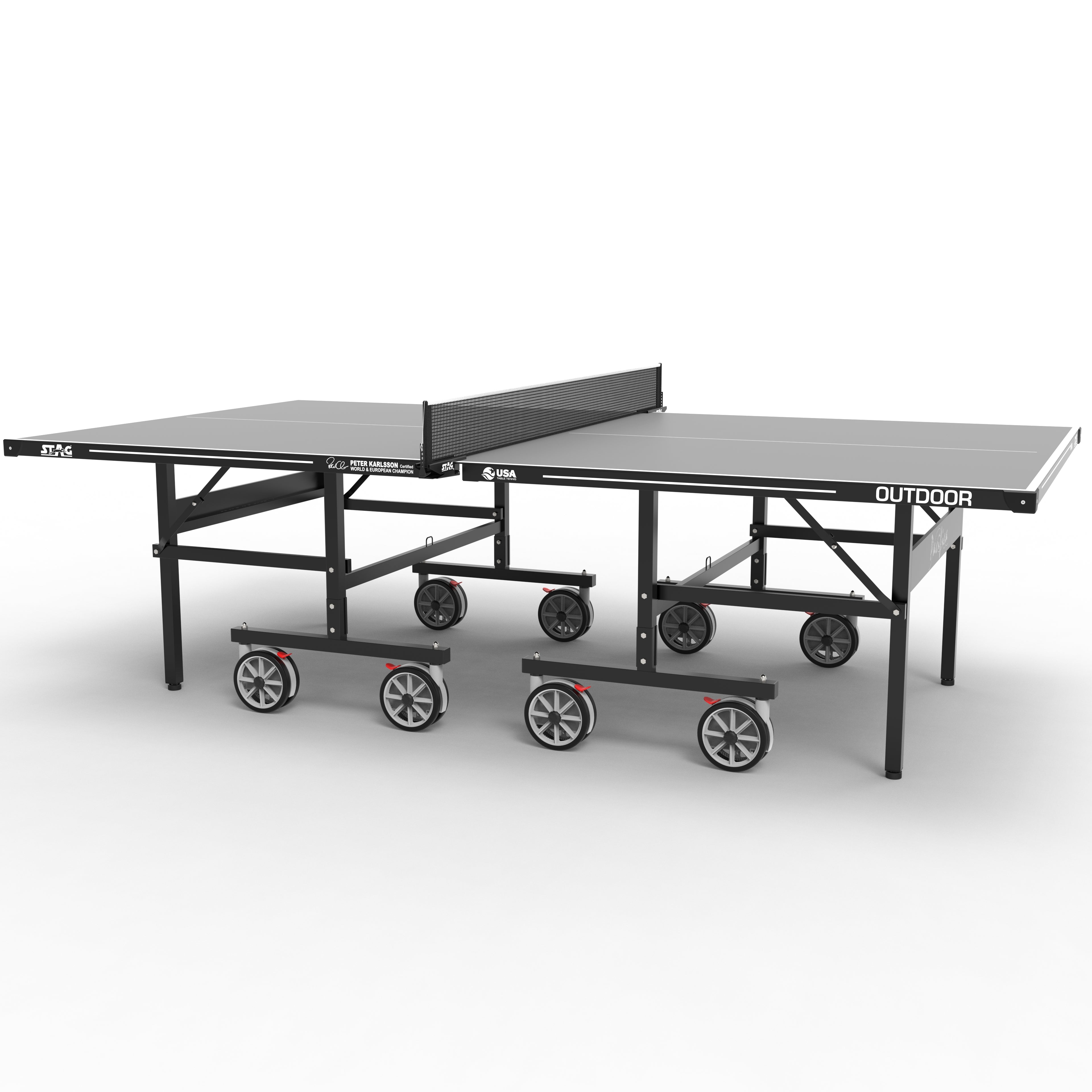 STAG GLOBAL Pacifica Outdoor Table Tennis Table Thickness 4 mm with 2 TT Rackets, 6 Balls, 1 Table Cover & Clamp Net
