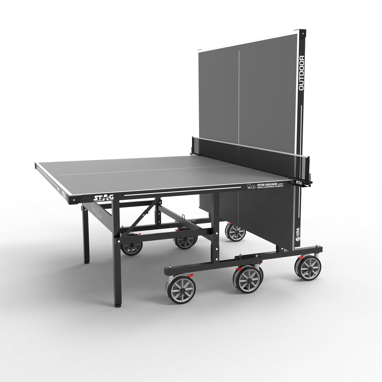STAG GLOBAL Pacifica Outdoor Table Tennis Table Thickness 4 mm with 2 TT Rackets, 6 Balls, 1 Table Cover & Clamp Net