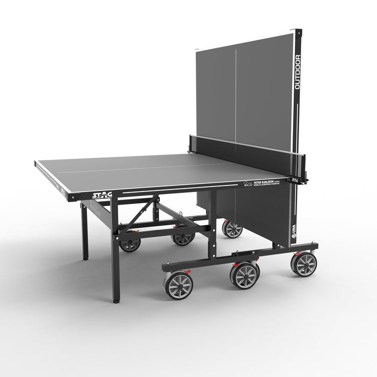 STAG GLOBAL Pacifica Outdoor Table Tennis Table Thickness 4 mm with 2 TT Rackets, 6 Balls, 1 Table Cover & Clamp Net