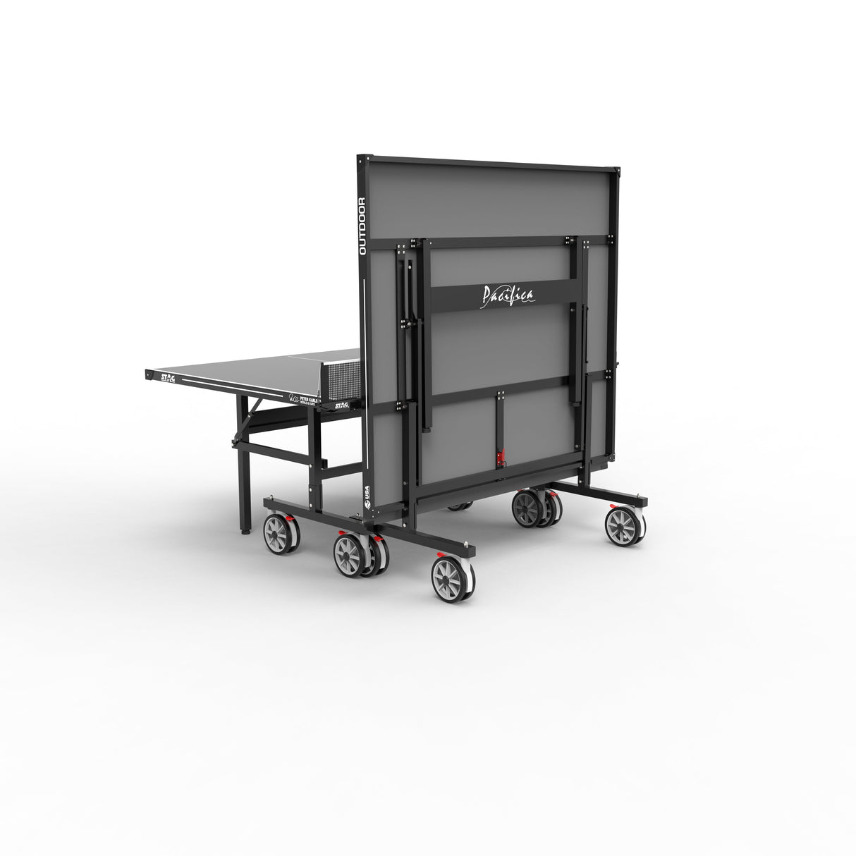 STAG GLOBAL Pacifica Outdoor Table Tennis Table Thickness 4 mm with 2 TT Rackets, 6 Balls, 1 Table Cover & Clamp Net