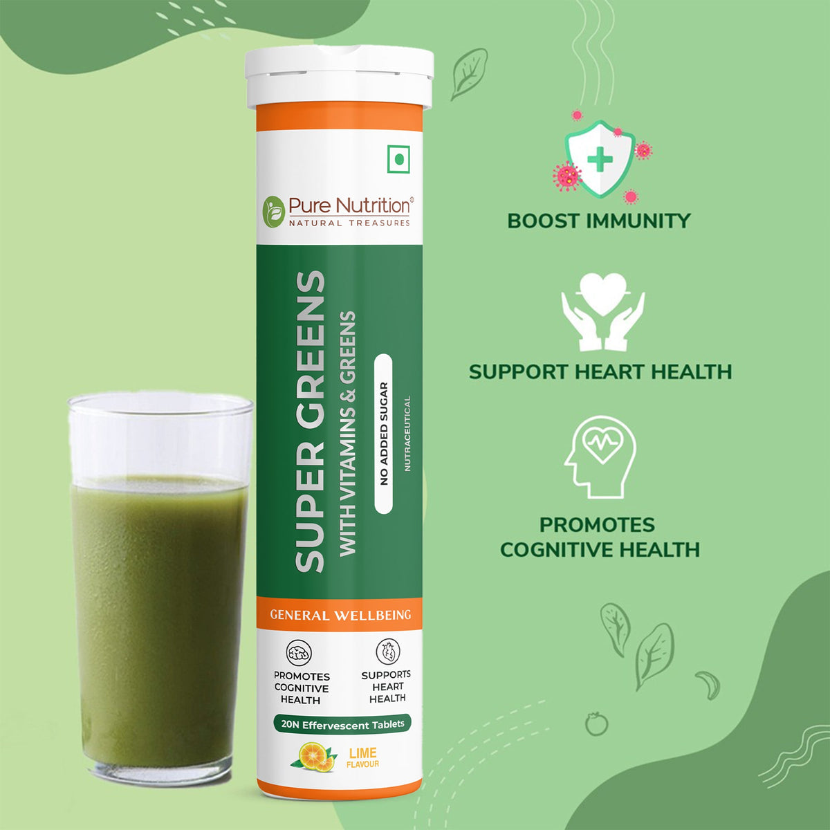 Super Greens 500mg with Vitamins & Greens -  Effervescent Tablets