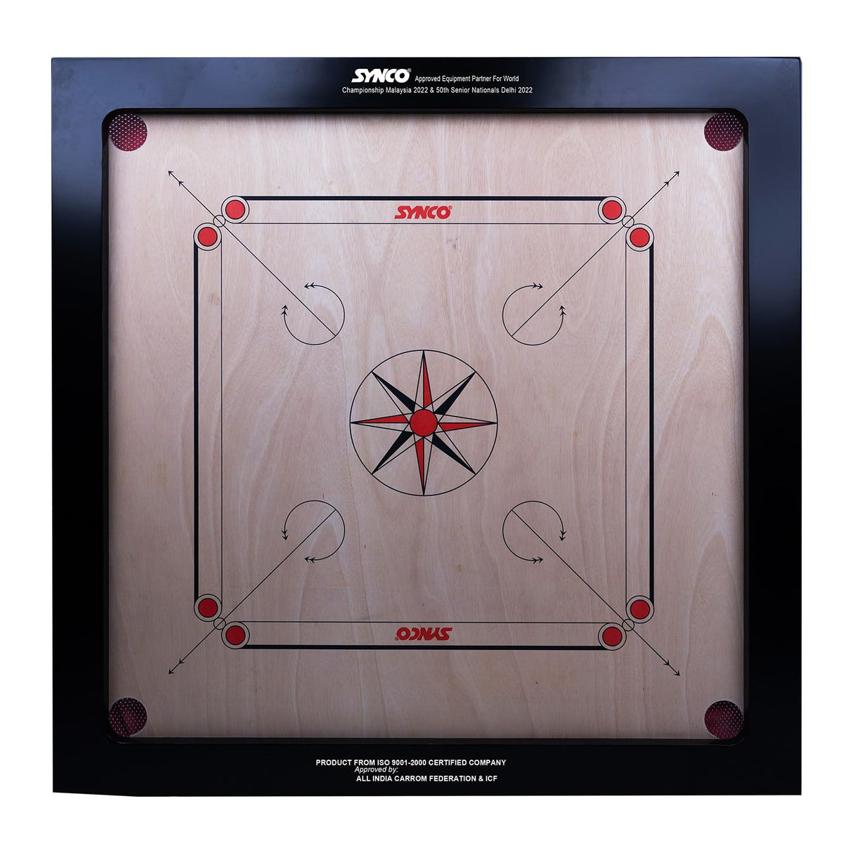 Synco 36 Inch Chakri Best Carrom Board | Pro Trainer Board for Amateurs | Includes Coins, Strikers and Boric Powder