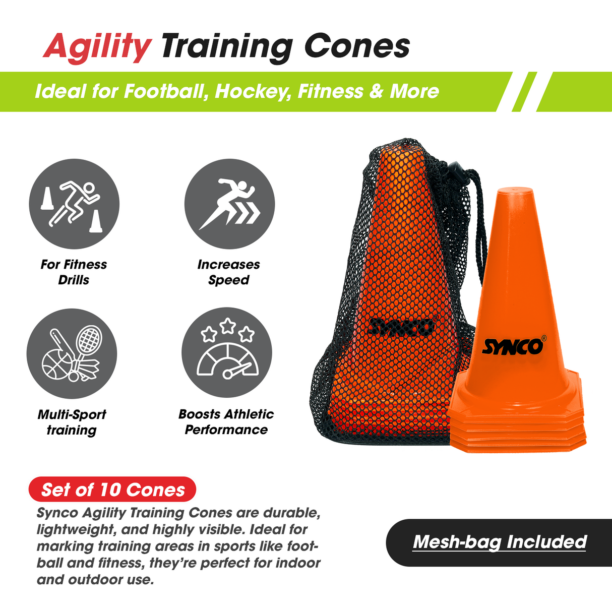 Synco Agility Traffic Cones (9 inch /12 inch)