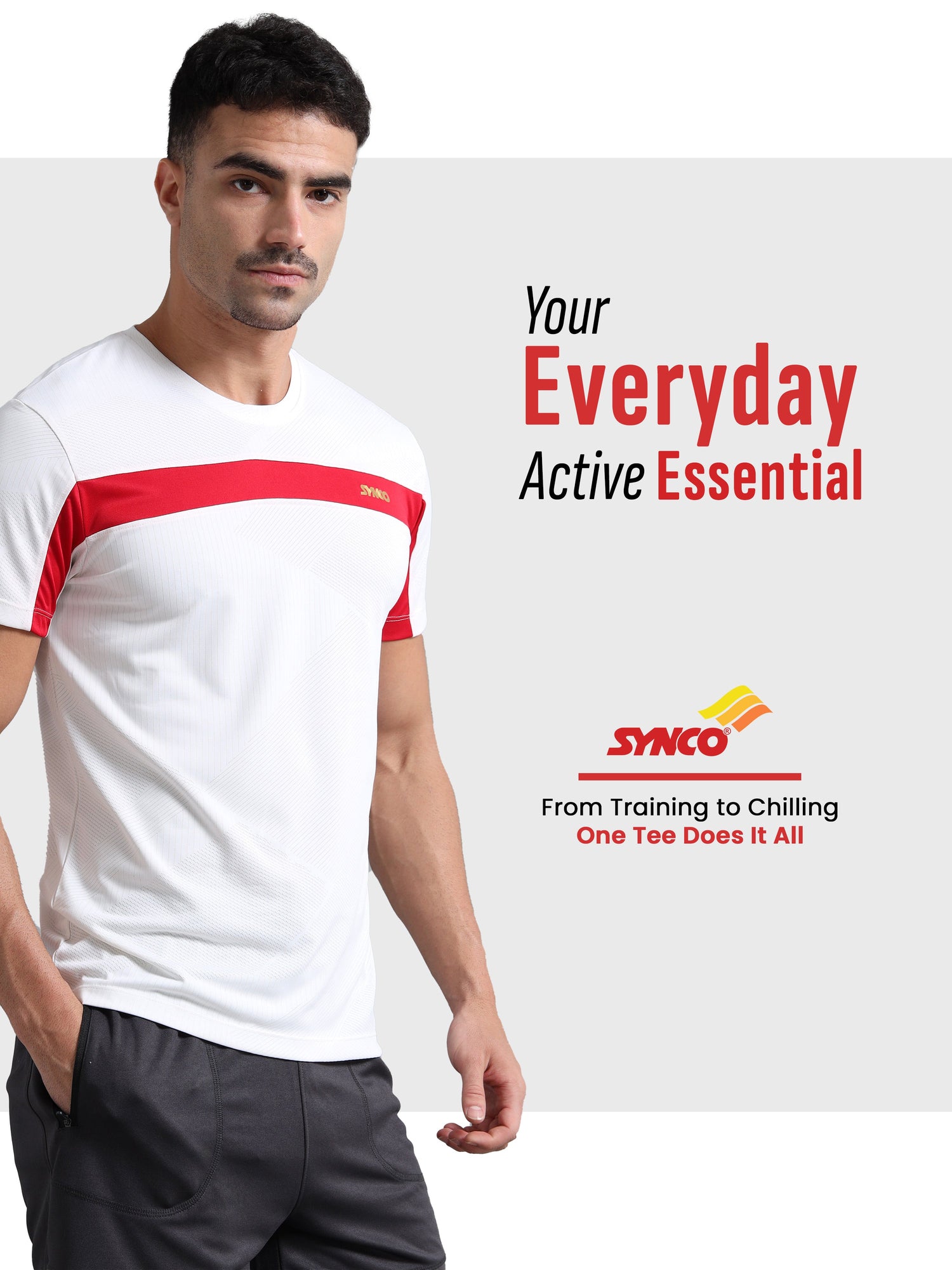 Synco Arctic Plus Sports Tshirt for Men (White)