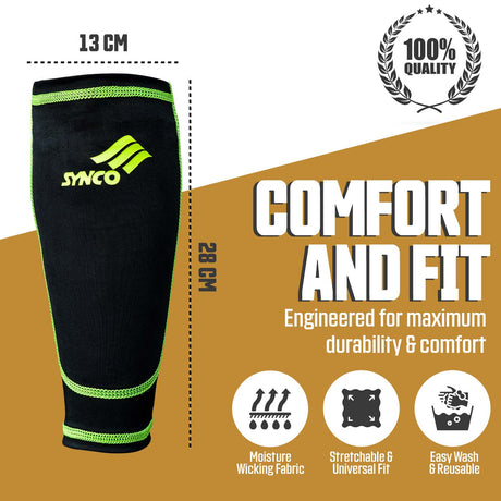 Synco Bolt Shin Guard with Sleeve Combo | Shin Guard for Football | Size- Medium