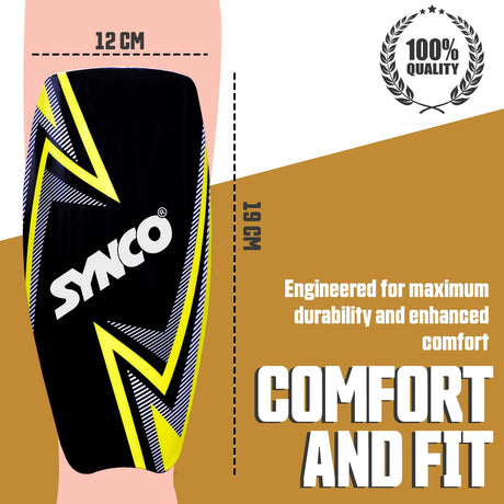 Synco Bolt Slipin Shin Guard Medium Size (Pack of 2)